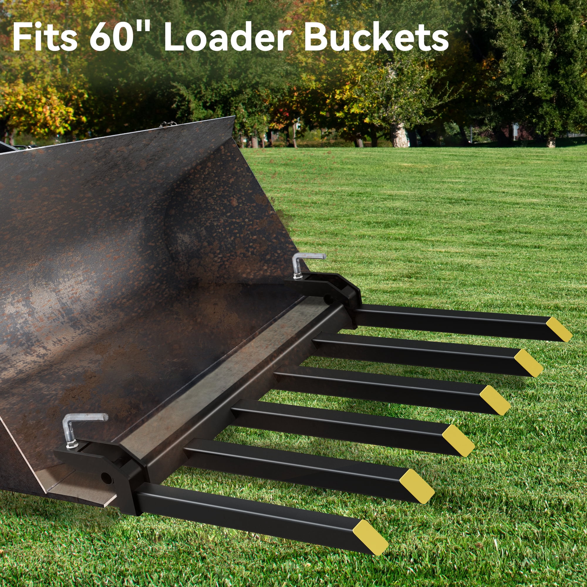 Dextrus 4000 lbs Heavy Duty Clamp-on Debris Forks, Quick Attach Pallet Fork for 60" Tractor Loader Skid Steer Bucket