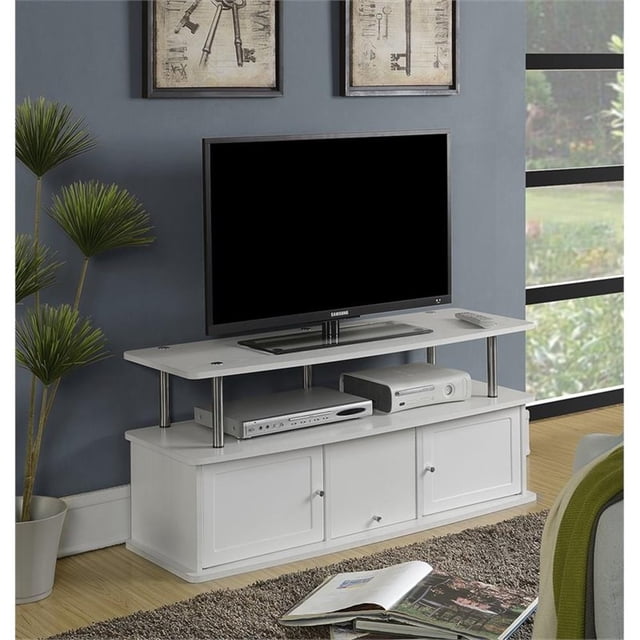 Convenience Concepts Designs2Go Meuble Télé de 50 Pouces avec Trois Armoires en Bois Blanc