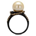 thumbnail image 3 of RareGem TK2349 - IP Black(Ion Plating) Stainless Steel Ring with Synthetic Pearl in Topaz, 3 of 4