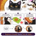 thumbnail image 4 of Halloween Black Cat Diamond Art Hanging Ornament Kit, DIY Acrylic Diamond Art Painting Wreath Kits Special Shaped Rhinestone Diamond Art Window Pendants Home Garden Wall Hanging Kits Hanging Ornament, 4 of 8