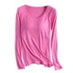 thumbnail image 2 of Neewe Women's Plain Relaxed Pajamas with Built-in Padded Bra Loose Casual Soft Long Sleeve Crew Neck T-Shirt, 2 of 6