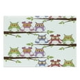 thumbnail image 1 of Owls Cutting Board, Owls on the Tree Branches Sitting in Horizontal Line Friendship Event Themed Art, Decorative Tempered Glass Cutting and Serving Board, Large Size, Multicolor, by Ambesonne, 1 of 1