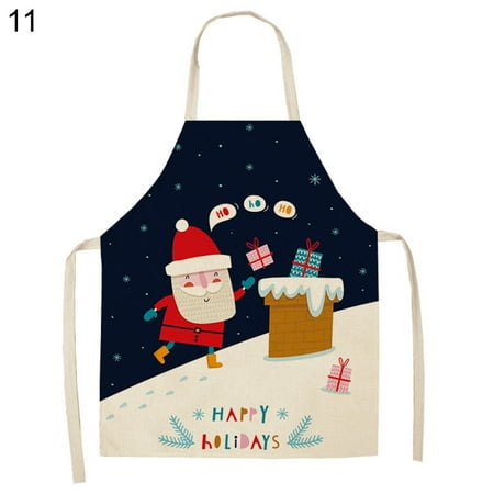 

FaLX Linen Christmas Design Santa Claus Home Kitchen Cooking Baking Party Prop Apron