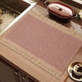 thumbnail image 2 of Natural Jute Boho Chic Fringe Edge Table Placemats, Rectangular Rustic Farmhouse Burlap Tassel Dining Table Mats, Heat Resistant Washable Placemats for Kitchen Dining Table, 1Pc(Pink,17.7x11.8"), 2 of 7