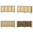thumbnail image 6 of Eumyviv Rattan Storage Cabinet with 4 Doors, Mid-Century Accent Sideboard Cabinets, Herringbone Buffets Storage Credenzas for Bedroom Living Room, Oak H0142, 6 of 9