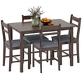 thumbnail image 2 of HOMCOM 5-Piece Solid Wood Dining Table Set for 4, Farmhouse Kitchen Table with Upholstered Chairs for Small Space, Dining Room, Walnut, 2 of 9