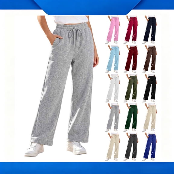 YTCAMLO Straight Wide Leg Sweatpants Women Fleece Sweat Pants Fall Winter Clothes 2026