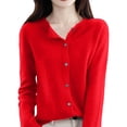 thumbnail image 6 of Cardigan Sweaters for Women Button Up Cardigans Open Front Crew Neck Knit Sweaters Warm Soft Tops Outwear OIOLOYJM Red 2XL, 6 of 6