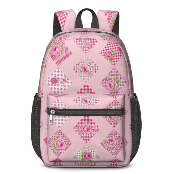 Pioneer Flower Floral Print Pattern 17" School Backpacks for Teens,Waterproof Oxford Fabric,S-Shape Padded Straps for School,Travel,Hiking,Camping