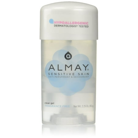 Almay Clear Gel Antiperspirant Deodorant for Women Hypoallergenic Dermatologist Tested for Sensitive Skin Fragrance Free 2.25 oz (Pack of 2)