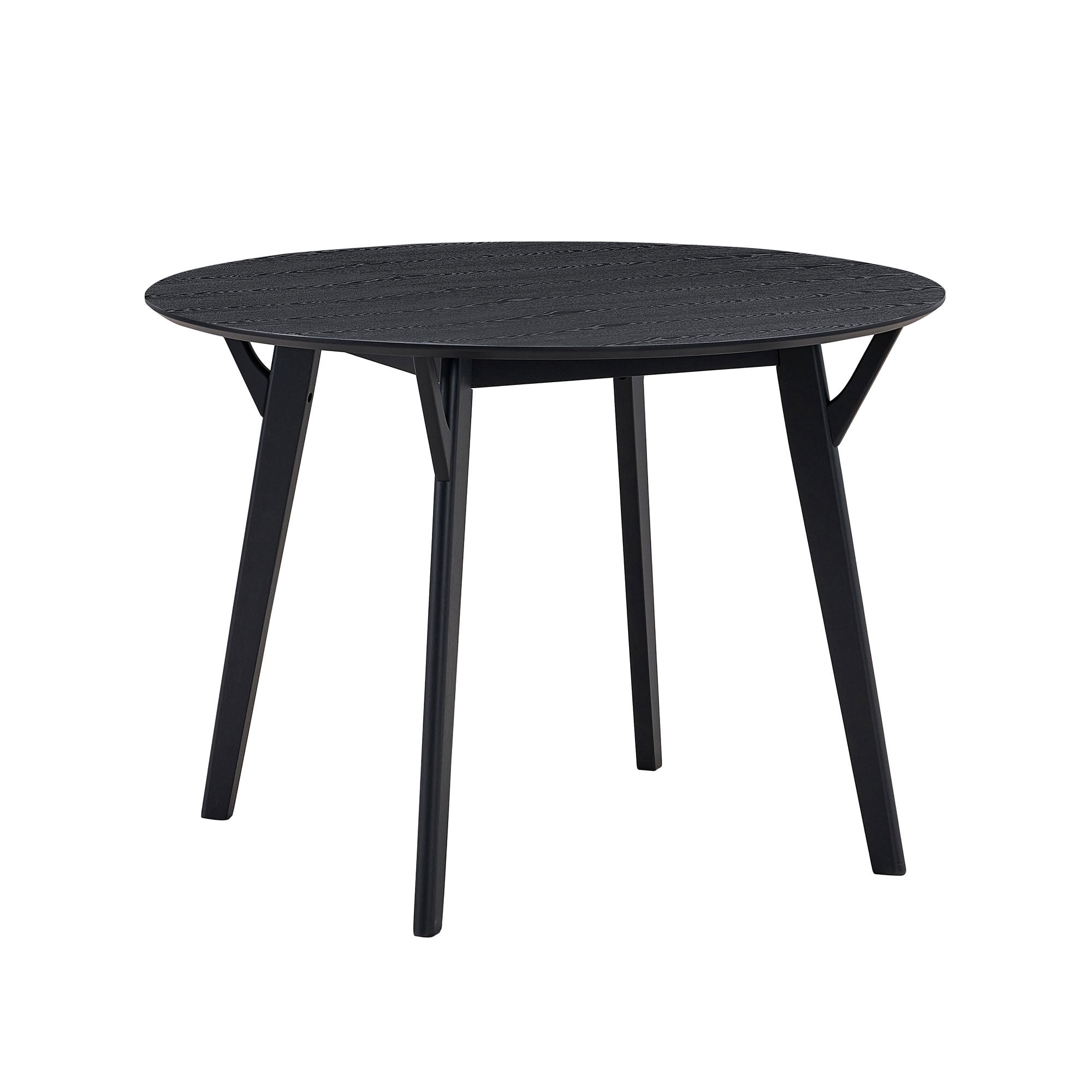 PORKISS 42" Round Dining Table for 4-6 People, Sturdy Farmhouse Wooden Kitchen Table, Coffee Table with Solid Wood Legs, Perfect for Dining Room, Kitchen, Living Room, Apartment, Black