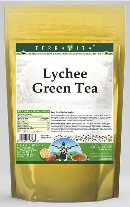 TerraVita Lychee Green Tea, (Lychee, Green Tea Bags, 50 Tea Bags, 3Pack, Zin 531611)