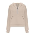 thumbnail image 7 of TOWED22 Half Zip Sweatshirts Cropped Hoodies Fleece Womens Quarter Zip Up Pullover Sweaters Fall Outfits 2024 Winter Clothes(Beige,S), 7 of 7