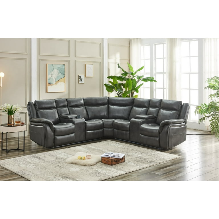 Power reclining Sectional W LED strip GRAY M02 Walmart