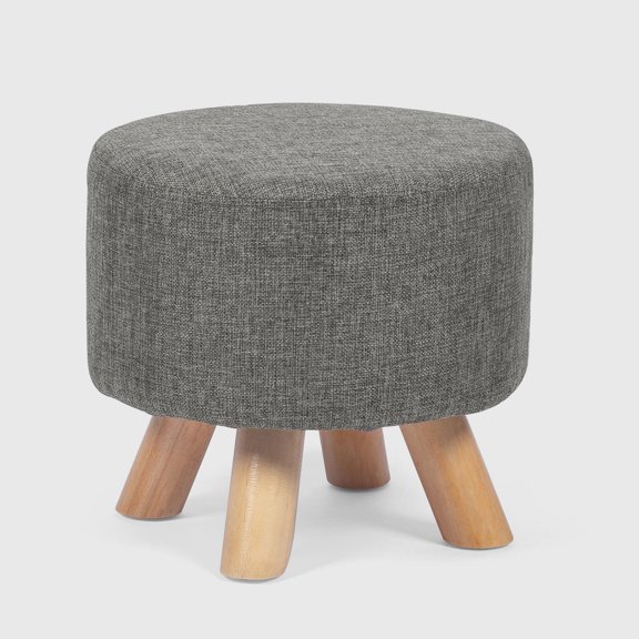 Joveco Small Ottoman Fabric Footrest with Wood Legs Foot Stool for Living Room Bedroom, Grey