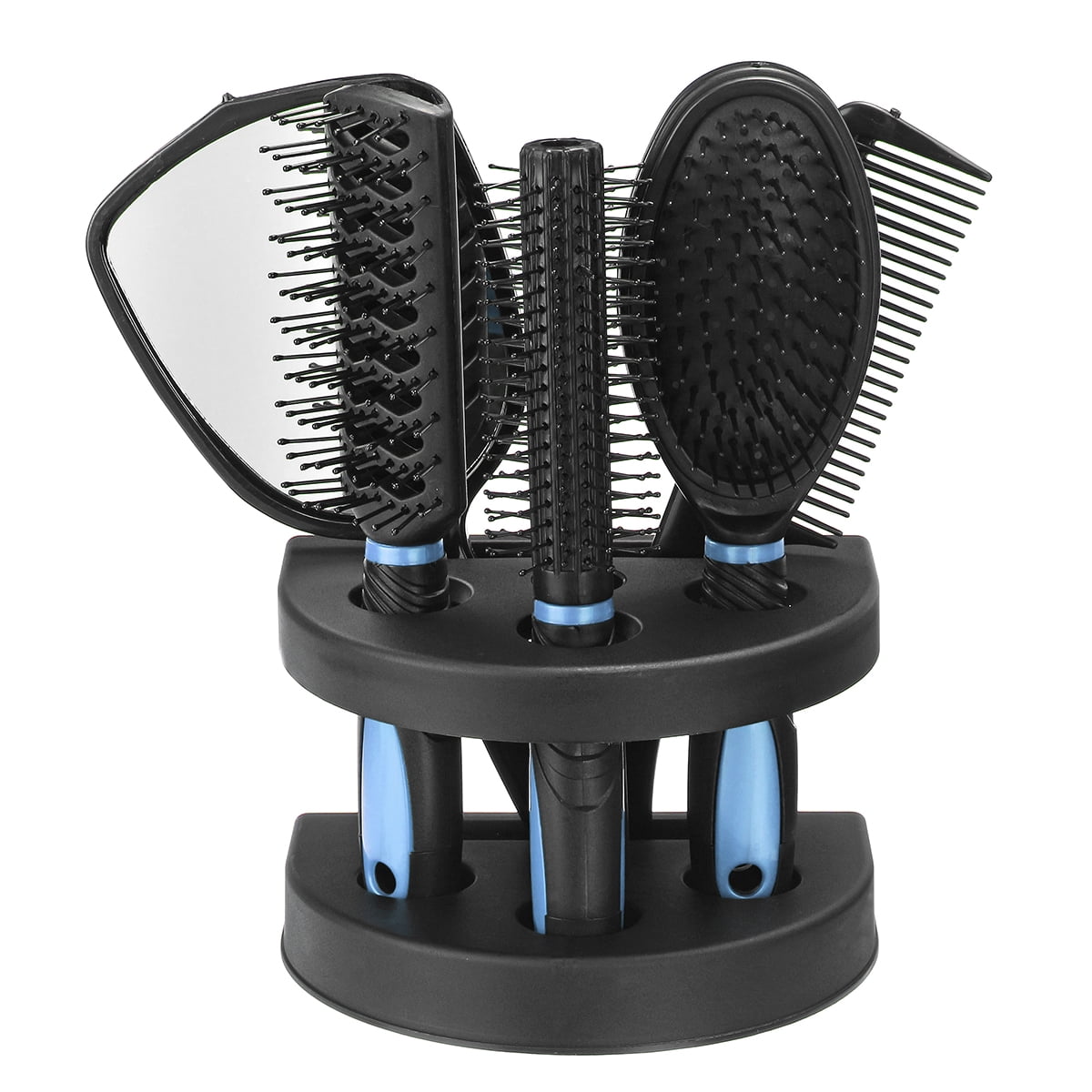 5pcs Hair Brush Comb Holder Mirror Set Stand Massage Head Ladies Women