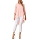 thumbnail image 2 of INSPIRAR CHIC Blusa de Chifón Asimétrica de Cuello Redondo para Mujer con Mangas de Volante de 3/4 y Corte Alto-Bajo Rosa XL, 2 of 6