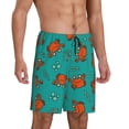 thumbnail image 2 of Balery Colorful Crab Pantalones cortos de pijama de punto de algodón para hombre con cinturilla y bolsillos-Large, 2 of 6