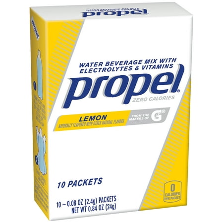 (4 Pack) Propel Powder Packets Lemon With Electrolytes, Vitamins and No Sugar, 10 (Best Electrolyte Powder No Sugar)
