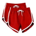 thumbnail image 6 of Wensltd Women 2PC Casual Workout Shorts with White Trim Elastic Waist Drawstring Summer Shorts Red, 6 of 7