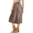 thumbnail image 4 of MODA NOVA Junior's Metallic Accordion Elastic Waist Pleated Midi Skirt, 4 of 6