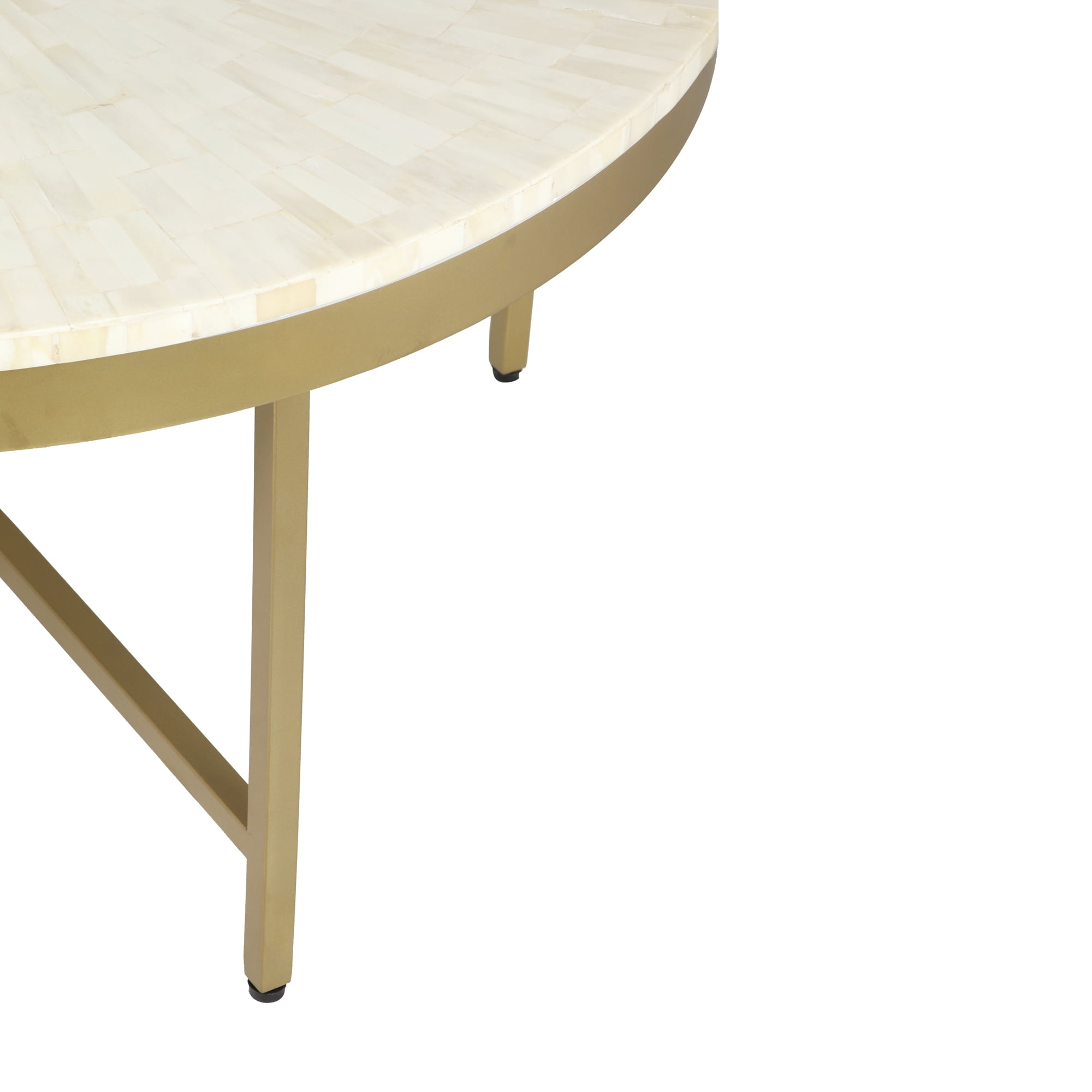 Ox Bay Charlie Contemporary Metal and Bone Inlay Round Indoor Coffee Table