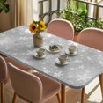 thumbnail image 3 of Grey Snowflake Christmas Table Cloths for 5 Foot Rectangle Tables, Winter Xmas Snowflake Gray Modern Art Patio Waterproof Elastic Fitted Tablecloths, Washable Rectangular Table Cover for Camping, 3 of 8