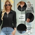 thumbnail image 5 of VDJ Tops for Women Zipper V Neck Shirts Casual Loose Solid Color Tshirts 3 4 Sleeve Black Blouse Comfort Pullover Size XXL, 5 of 10