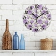 thumbnail image 3 of Wall Clock 10 Inch Silent Non-Ticking 8 Purple Rose Flowers Battery Operated Rustic Retro for Living Room Home Kitchen Bathroom, 3 of 7