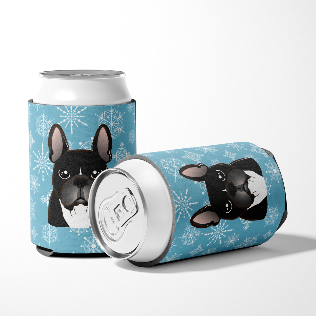 Caroline's Treasures BB1661CC Snowflake French Bulldog Can or Bottle Hugger, Can Hugger, multicolor