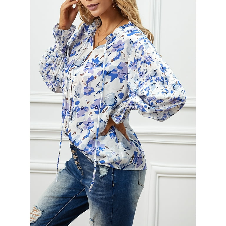 EVALESS Women's Bohemian Spring Tops, Floral Printed V Neck EVALESS Women's Bohemian Spring Tops, Floral Printed V Neck