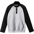 thumbnail image 5 of SHIBEVER Womens sweatshirt long sleeve V-Neck Button Down Hoodies Collared Vintage Pullover Color Blocking Sportswear with Pockets Casual Top Black, 5 of 5