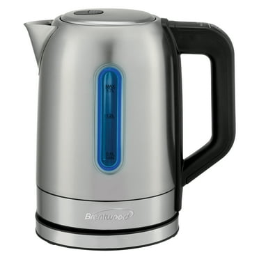 Brentwood 1500 Watt Stainless Steel 1.7 Liter Electric Kettle with 5 Temperature Presets in Silver