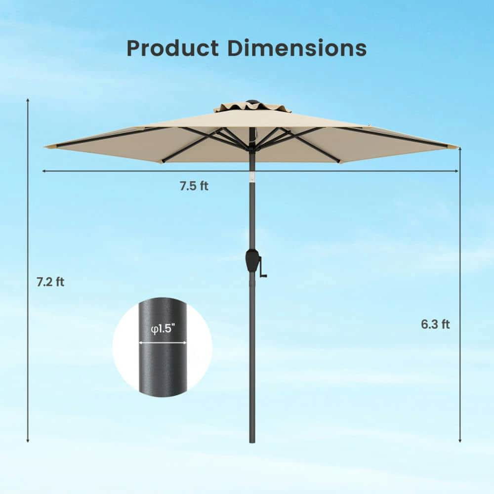 Spaco 7.5 Feet Outdoor Patio Heavy Duty Market Umbrella, Outdoor Shade with Push Button Tilt, Beige