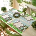 thumbnail image 6 of Happy Easter Placemat of 1 PC, Easter Rabbits Color Eggs Table Mats Washable Heat-Insulation Non-Slip Place Mats for Kitchen Dinner Table Indoor Outdoor Decor,13x19 Inch Light Blue, 6 of 9
