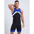 thumbnail image 4 of Sxiwei Men's Sun Protection Jumpsuit Sleeveless Rash Guard Zipper Bodysuit Swimwear Surfing Bathing Blue L, 4 of 7