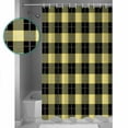 thumbnail image 4 of Yellow Black Shower Curtain, 66" x 72", Buffalo Lattice Waterproof Bathroom Curtain Washable Shower Curtain Set with 12 Hooks, 4 of 6