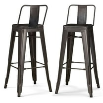 Simpli Home Rayne 30" Industrial Metal Bar Stool in Gun Metal Gray (Set of 2)