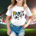 thumbnail image 2 of OJinShaWanO T-Shirts Graphiques pour Filles Thème France 2025 Mode Manches Courtes Col Rond Blanc 3-4 Ans, 2 of 4