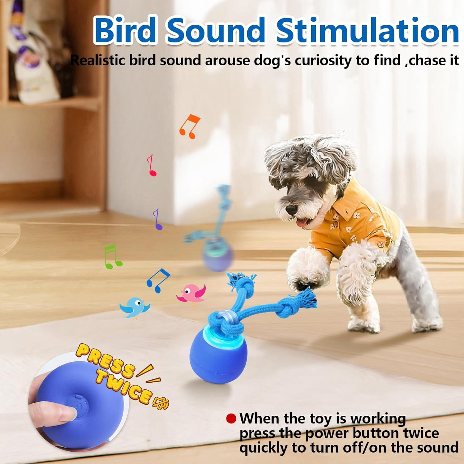 Interactive Dog Toys Touch Activated Bouncing & Jumping Dog Ball with Rope, Squeaky Doggie Toys