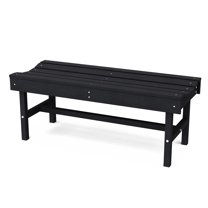 Wildridge Classic Vineyard Bench, Black - Outdoor Weather Resistant Poly Lumber Bench for Patio, Deck, Garden