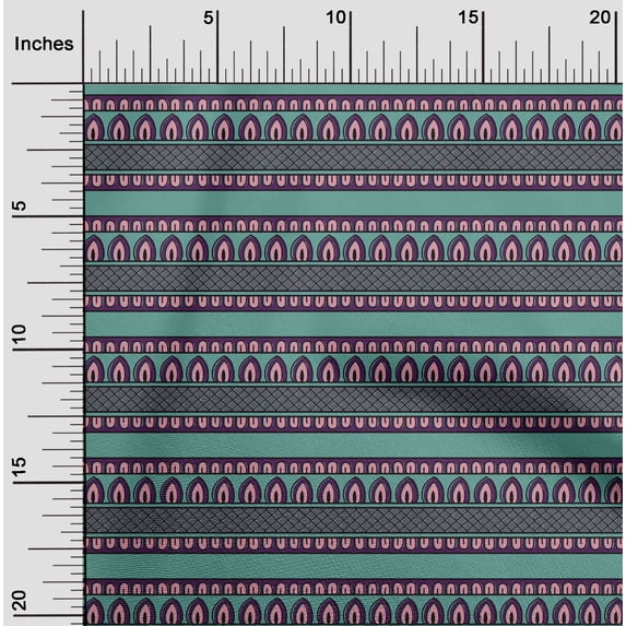 oneOone Viscose Chiffon Fabric Ethnic Block Printed Fabric 1 Yard 42 Inch Wide