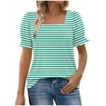 thumbnail image 6 of Blouses for Women Pleated Short Sleeve Tunic Tops Dressy Casual Summer Shirts Rollbacks,Mint Green,M, 6 of 7