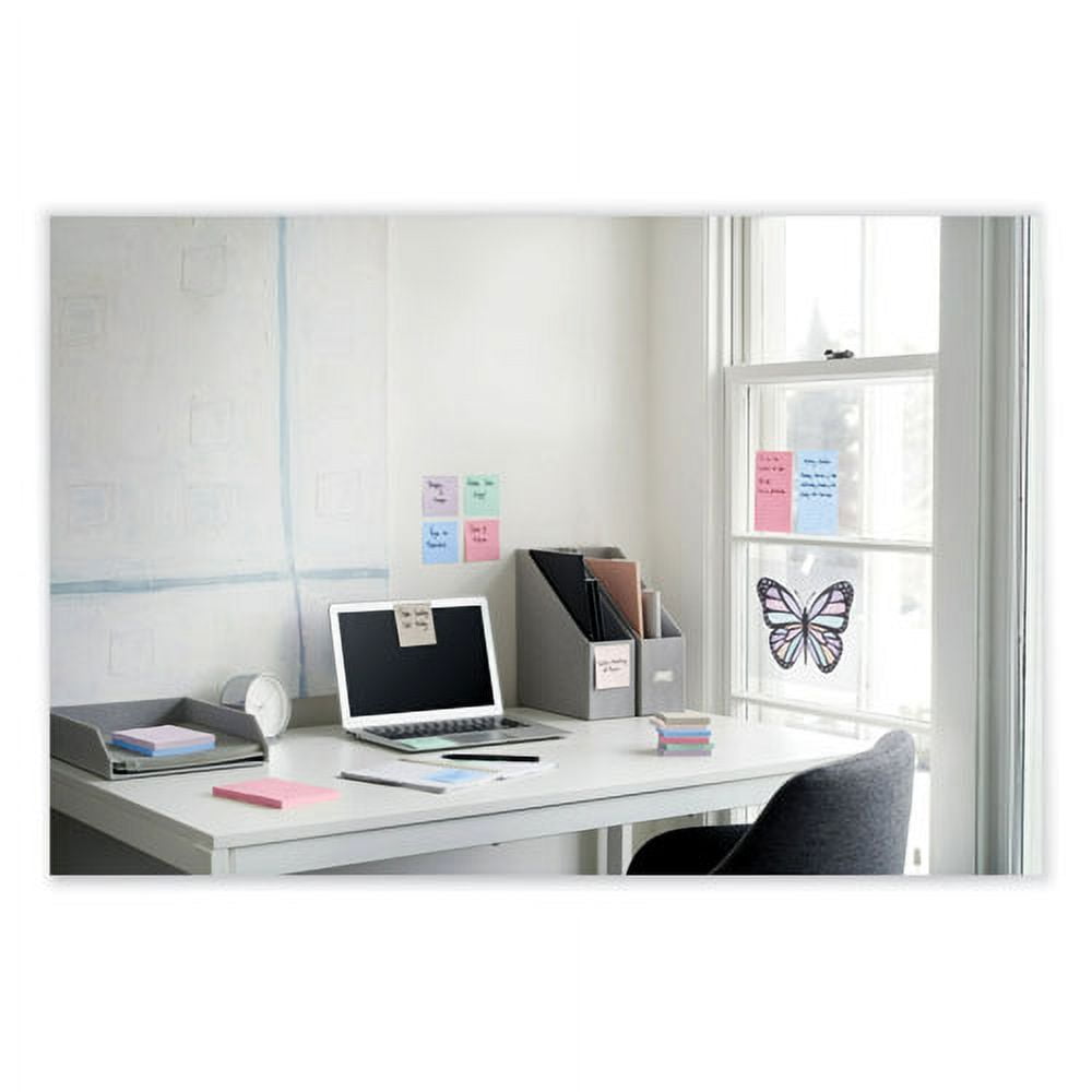 100% recycled paper super sticky notes, 3" x 3", wanderlust pastels, 70 sheets/pad, 6 pads/pack | Bundle of 2 Packs