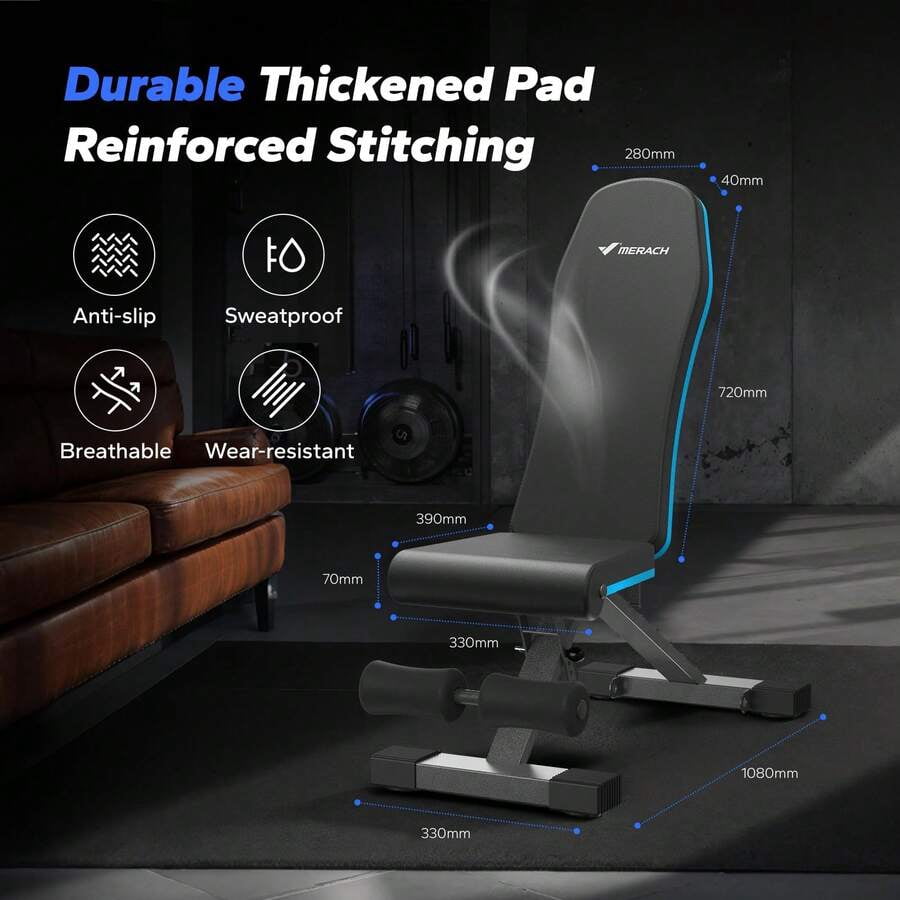 Adjustable Weight Bench With 72 Training Angles, Foldable Weight Benches For Home Gym With 990 LBS,  Perfect For Home Workouts. Great For Full-Body Strength Training Black
