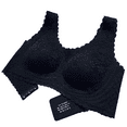 thumbnail image 3 of BIMEI Lace Bralettes for Women Mastectomy Bra Breast Prosthesis with Pockets Wirefree Comfort Everyday Bra,Black,L, 3 of 7