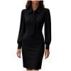 thumbnail image 2 of Stamzod Business Casual Dress for Women Solid Color Turndown Long Sleeve Office Dress Fall Winter Fashion Work Dresses for Women Black S, 2 of 6