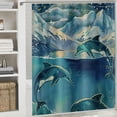 thumbnail image 6 of Shiartex Blue Shower Curtain,Teal Shower Curtain,Whale Shower Curtain for Bathroom with Nautical Mountain Shower Curtain Ocean Sea Shower Curtains Sets Machine Washable Waterproof Modern White, 6 of 7