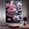 thumbnail image 3 of Mudket Stacked Pink Heart Stone Canvas Wall Art, Framed Ready to Hang, Cherry Blossom Print, Romantic Zen Wall Decor for Home Office - 12"L x 8"W, 3 of 10
