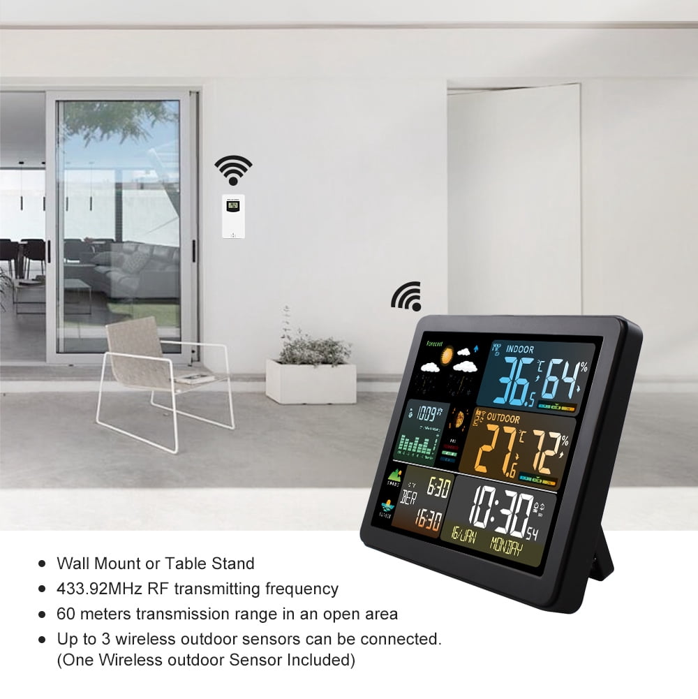 Weather Station,Weather Station With Clock Indoor Clock Temperature With Color Screen Weather Station With Clock 1 To Indoor And 3 And Temperature Temperature Meter